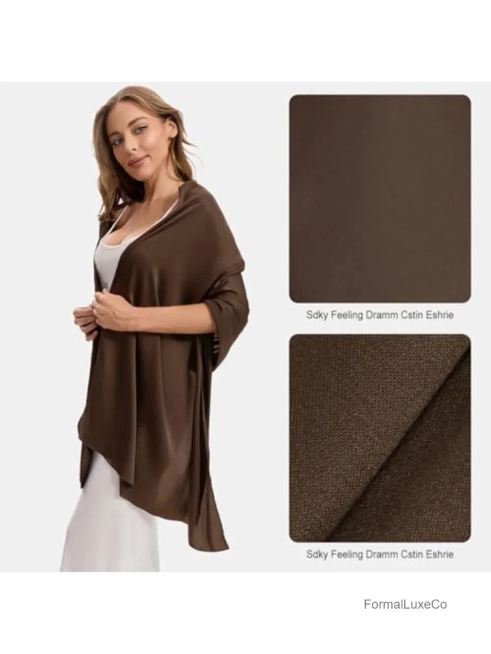 Satin Shawl Wrap with Buckle for Women Evening Wedding Party Silky Scarf